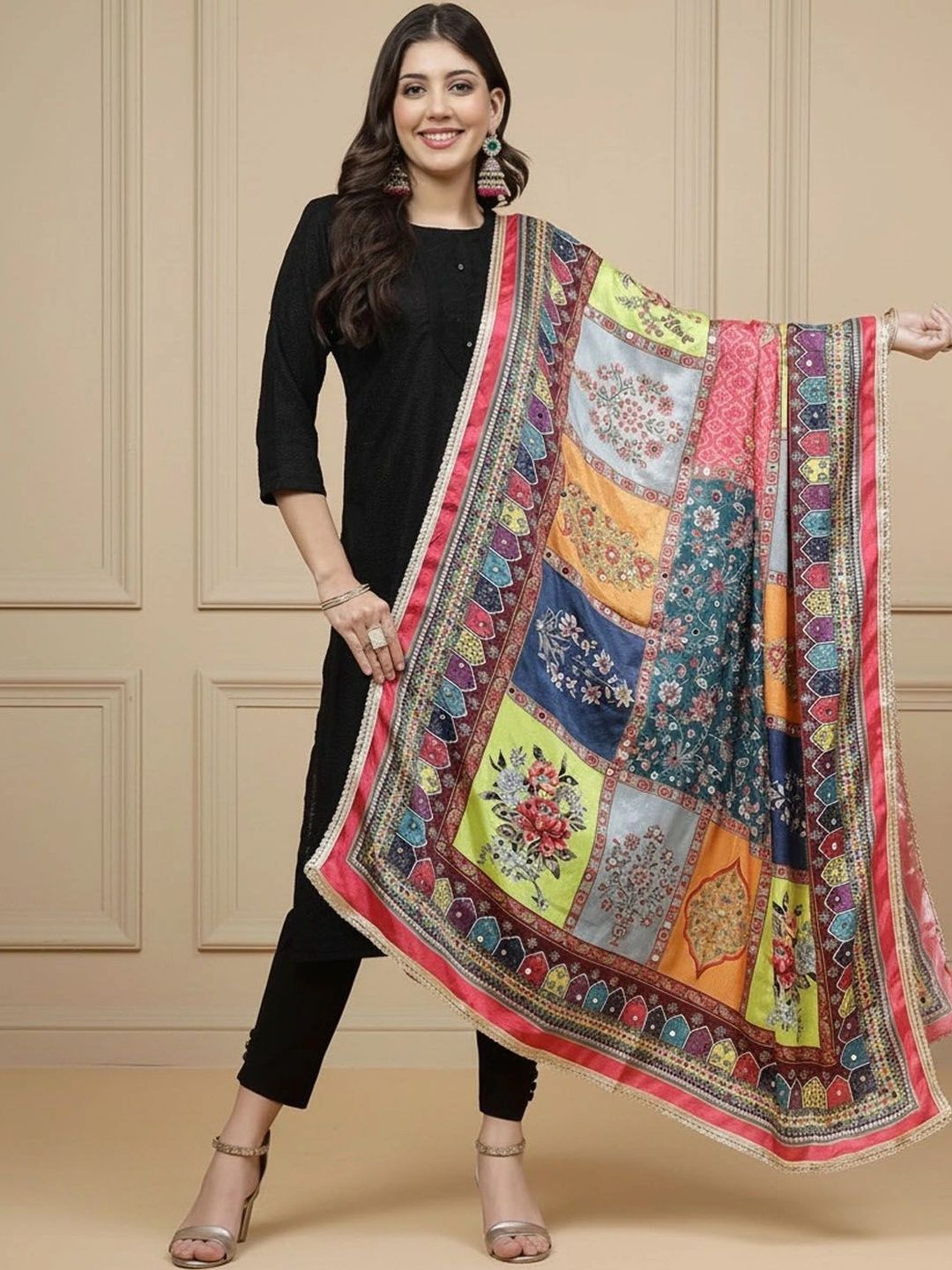 KALINI Printed Dupatta with Mirror Work-picture-16