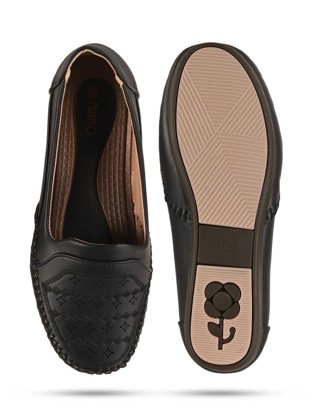 San Marino by Shoe Bank Women Textured Mules with Laser Cuts Flats-image-23