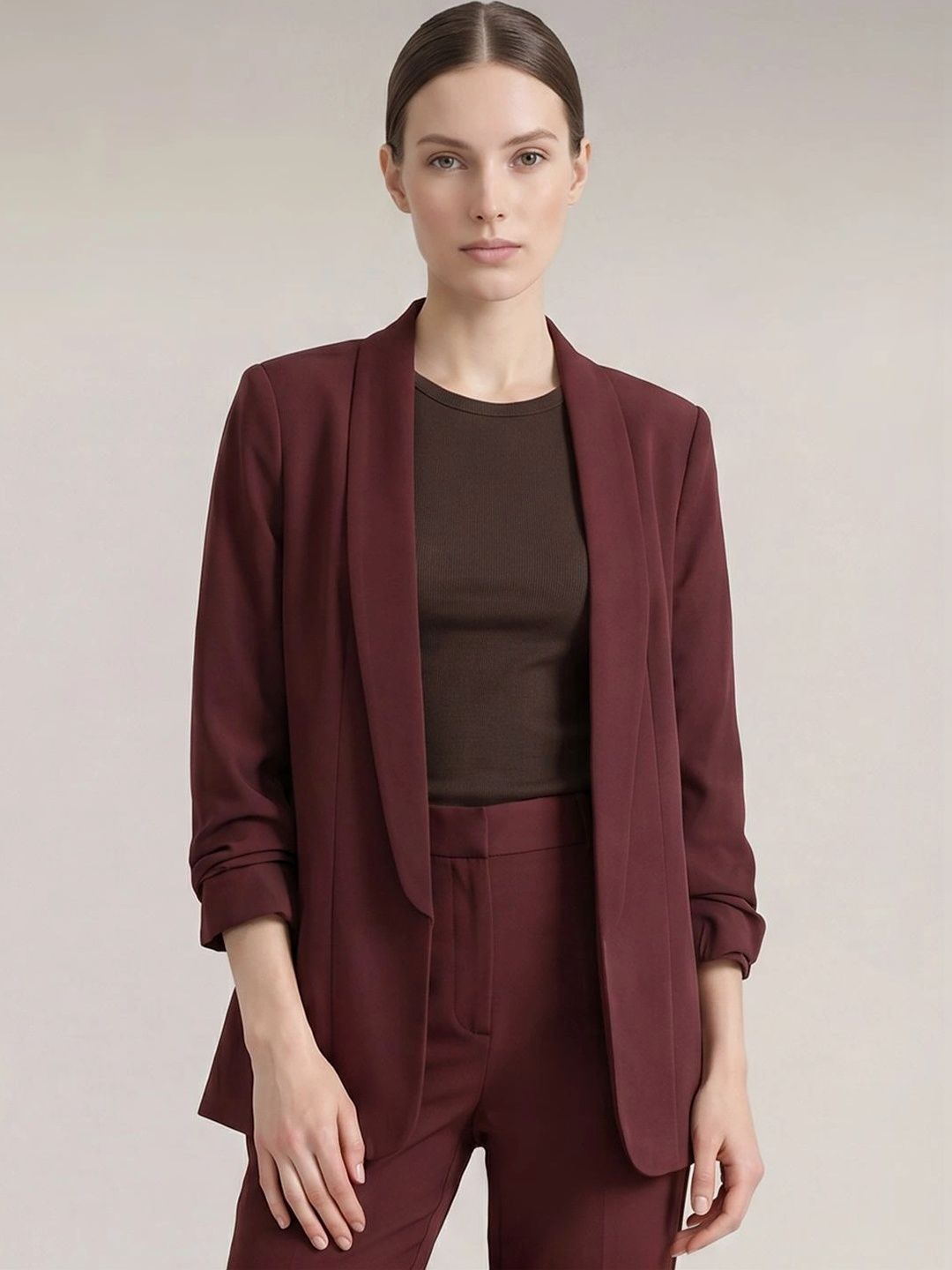 Vero Moda Shawl Collar Open Front Casual Blazers-image-43