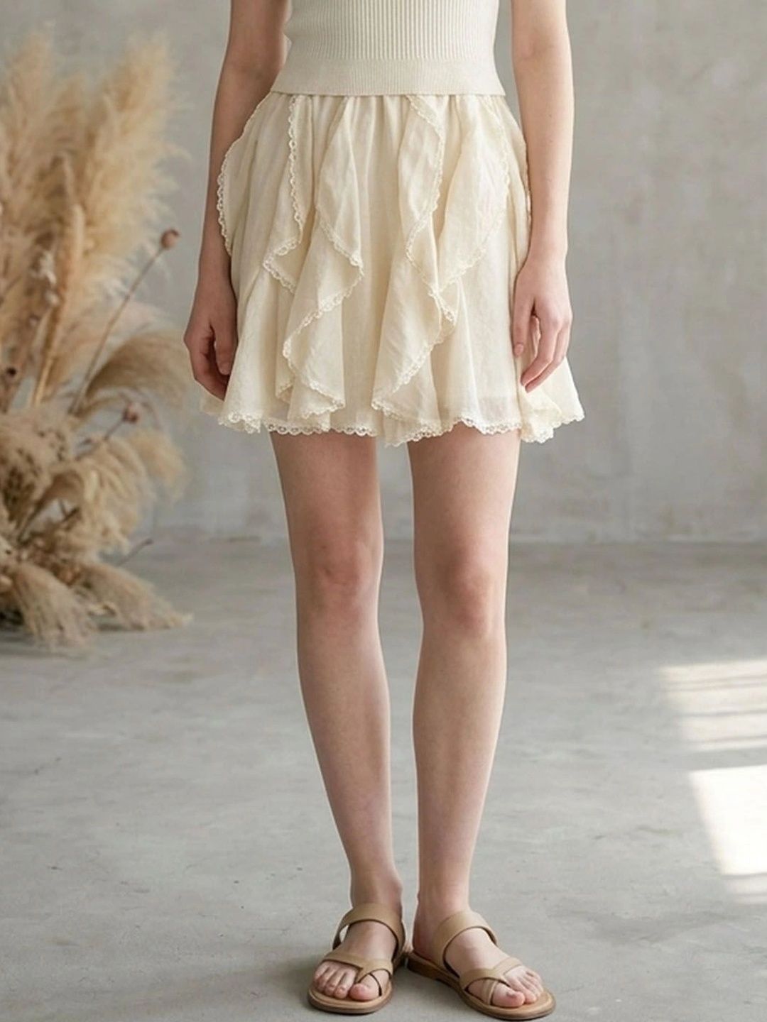 Suo Women Frills Bows and Ruffles Mini Flared Skirt-picture-30