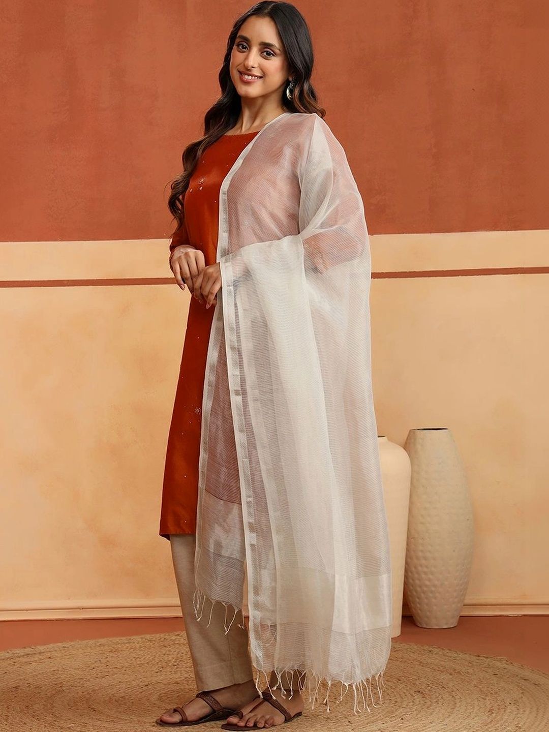 Fabindia Woven Design Cotton Silk Blend Dupatta-picture-27
