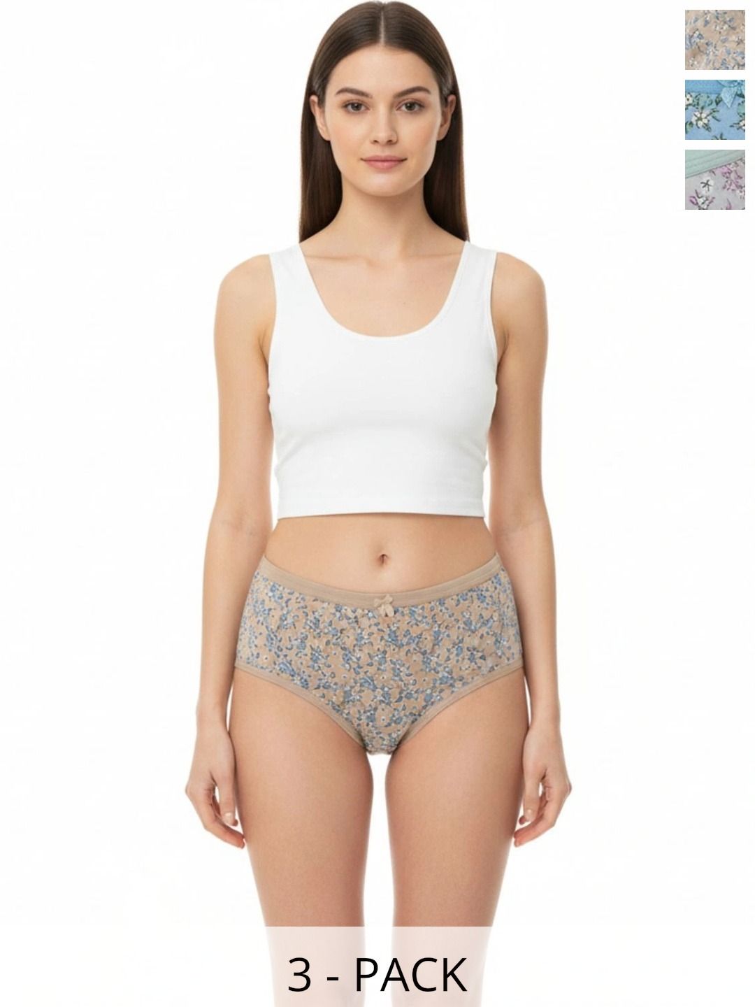 LADYWRAP Women Pack of 3 Printed Anti-Odour Seamless Assorted Basic Briefs-image-39