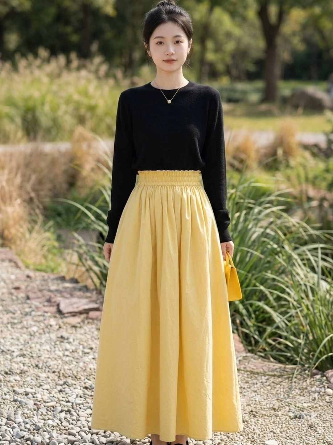 Suo Women Maxi A-Line Skirt-picture-18