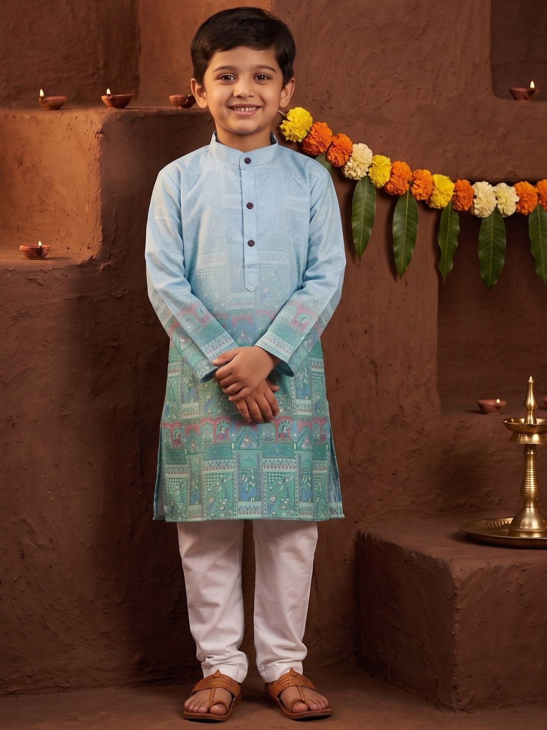 Aj DEZInES Boys Ethnic Motifs Printed Regular Kurta with Pyjamas-picture-56