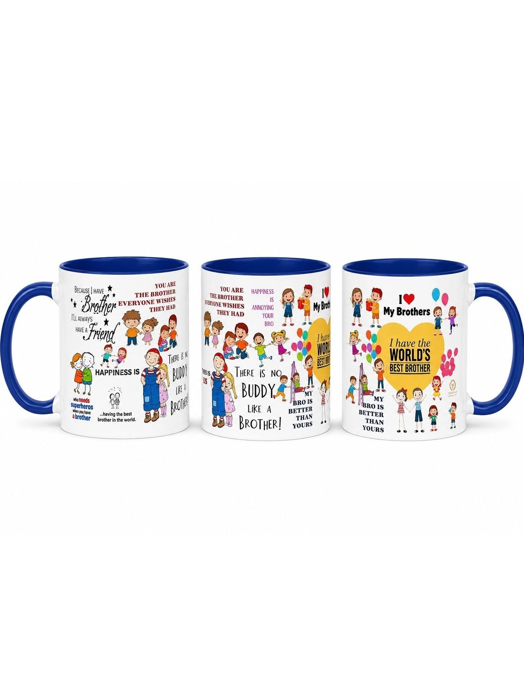TAJNAN Blue Text or Slogans Printed Ceramic Glossy Mugs Set of Cups and Mugs-picture-35
