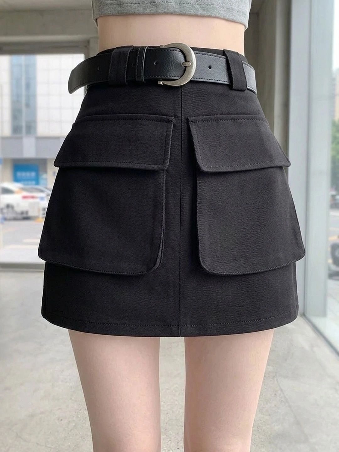 Suo Women Sleek Utility Mini A-Line Skirt-picture-54