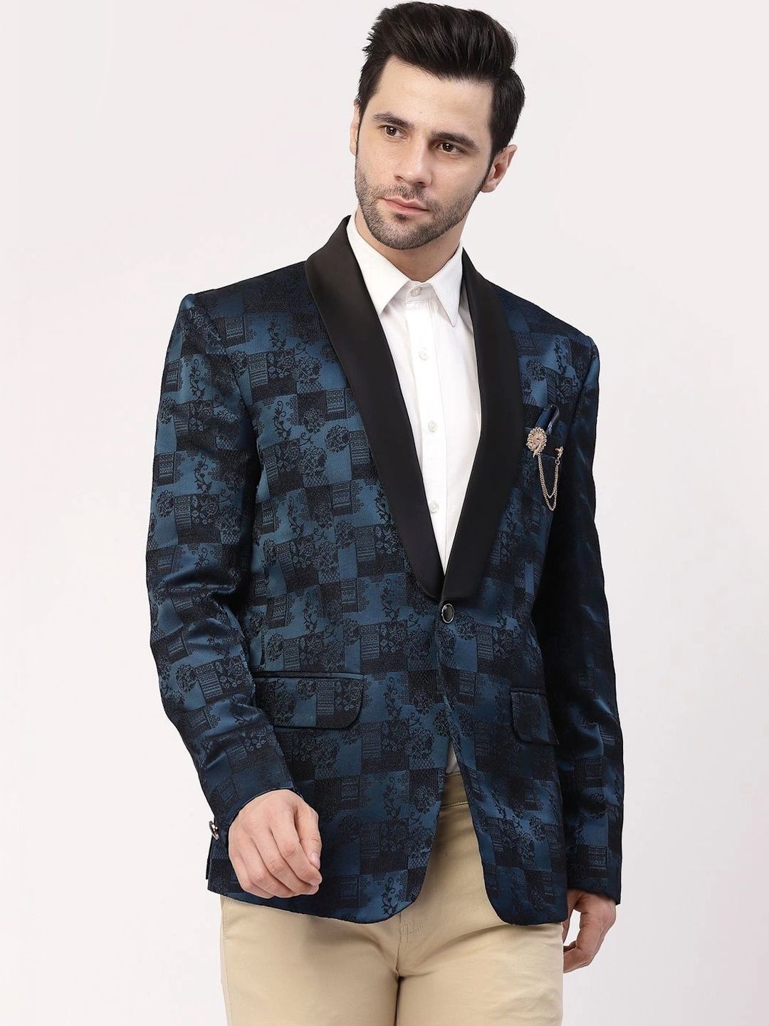 Moda Rapido Men Printed Shawl Collar Single-Breasted Casual Blazer-picture-35