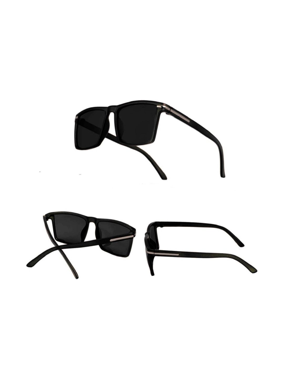 EYELLUSION Unisex Black Lens & Black Rectangle Sunglasses-image-37