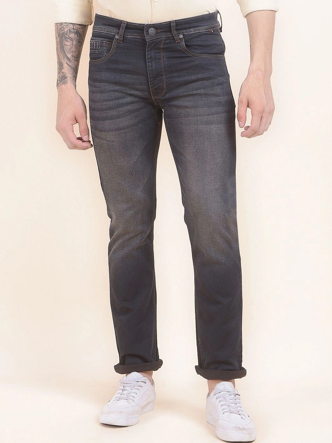 Cantabil Men Straight Fit Mid-Rise Stretchable Jeans-picture-12