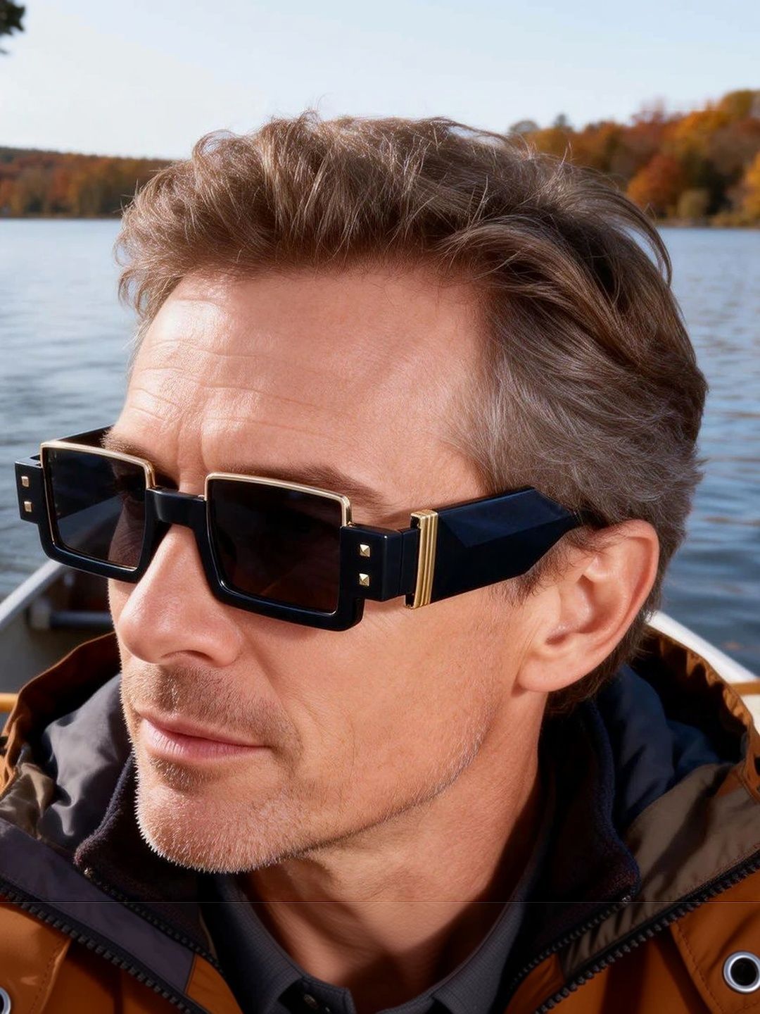 ZAADRAN Unisex Brown Lens & Black Rectangle Sunglasses with-image-47