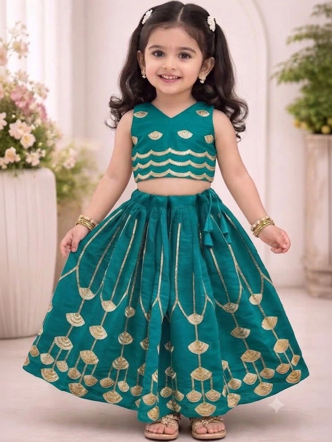 KALINI Girls Embellished Sequinned Ready to Wear Lehenga &-picture-39