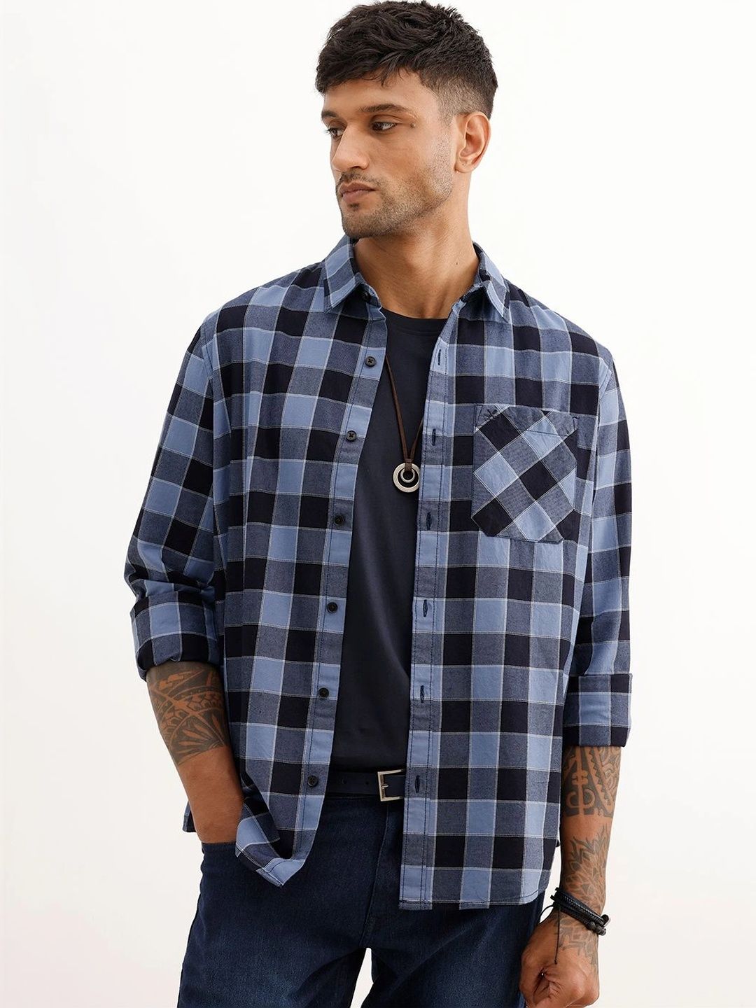 WROGN Men Slim Fit Checked Casual Shirt-picture-29