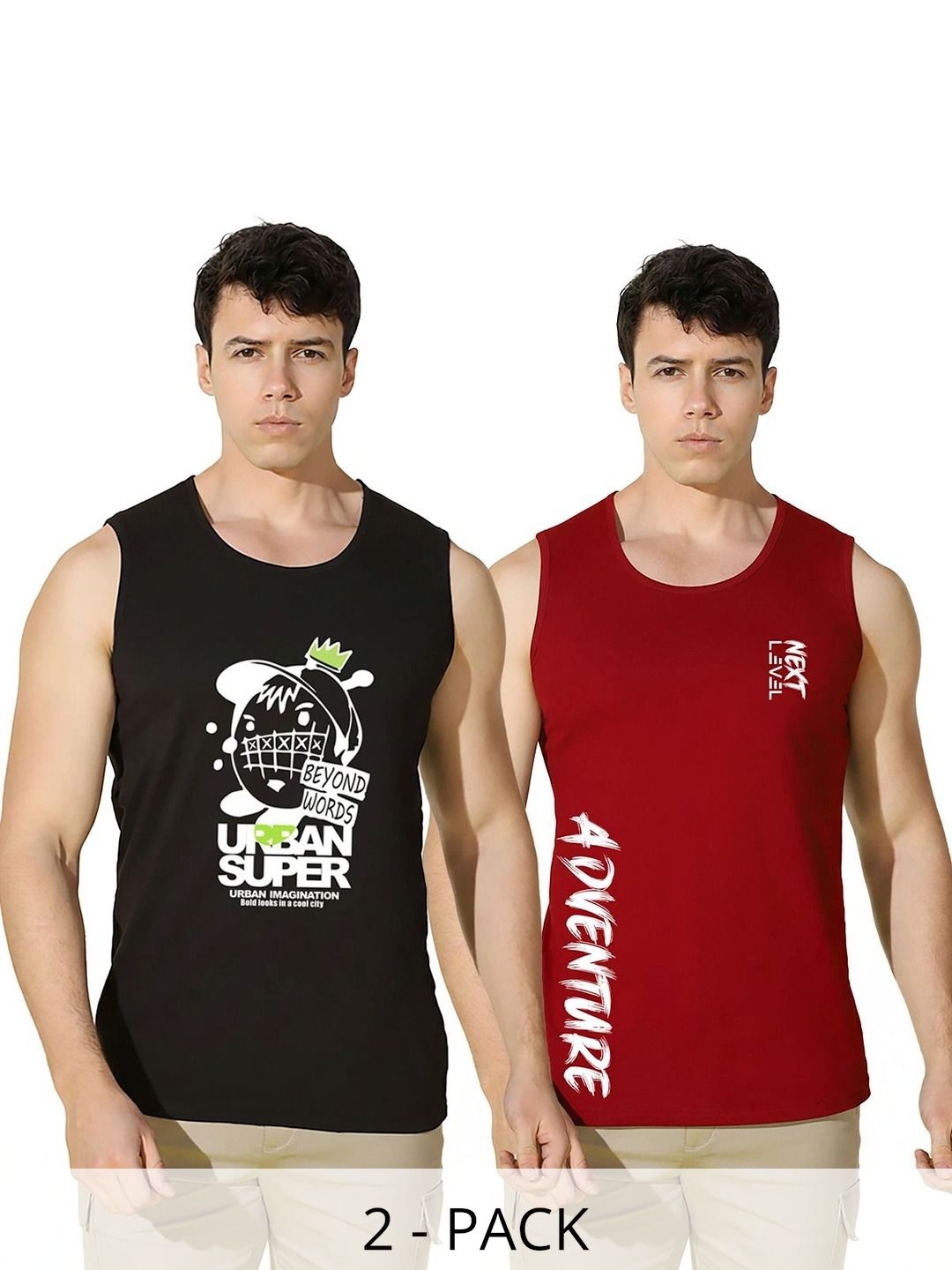 SLOWLORIS Pack of 2 Printed Cotton Gym Vest-picture-25