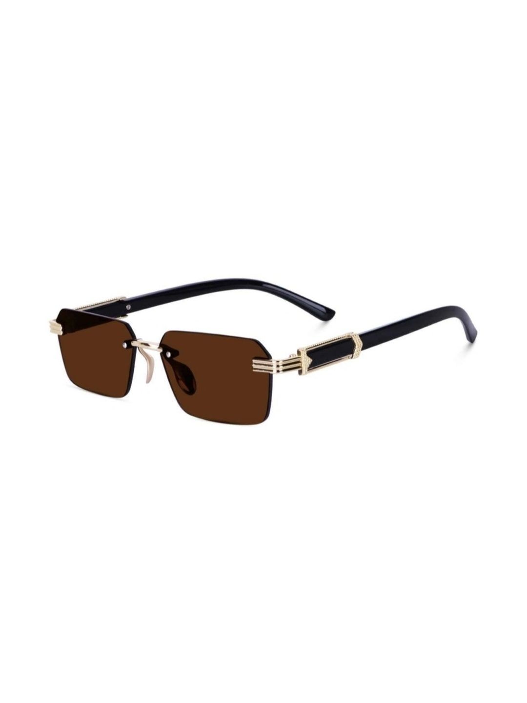 EYELLUSION Women Brown Lens & Gold-Toned Rectangle Sunglasses with-image-44