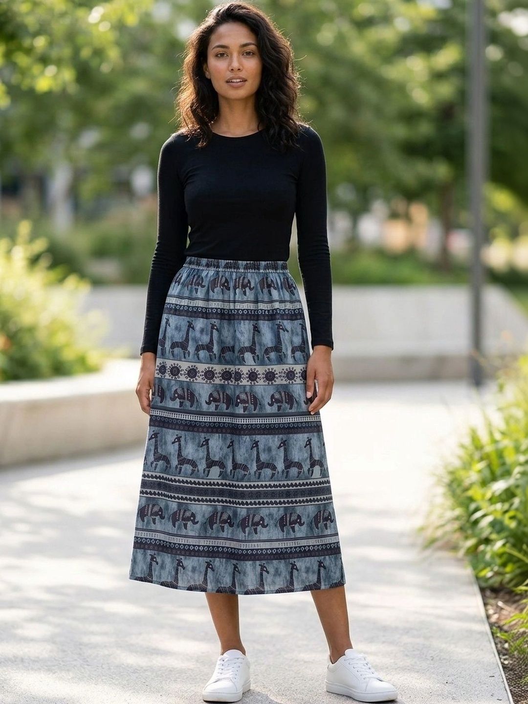 Suo Women Animal Midi A-Line Skirt-picture-12