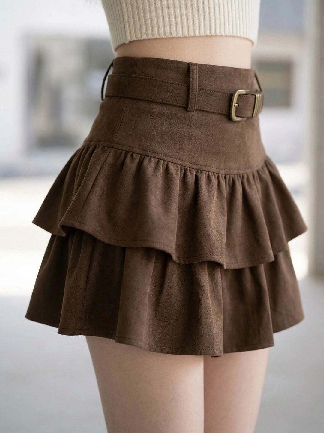 Suo Women Tiered Mini Flared Skirt-picture-26
