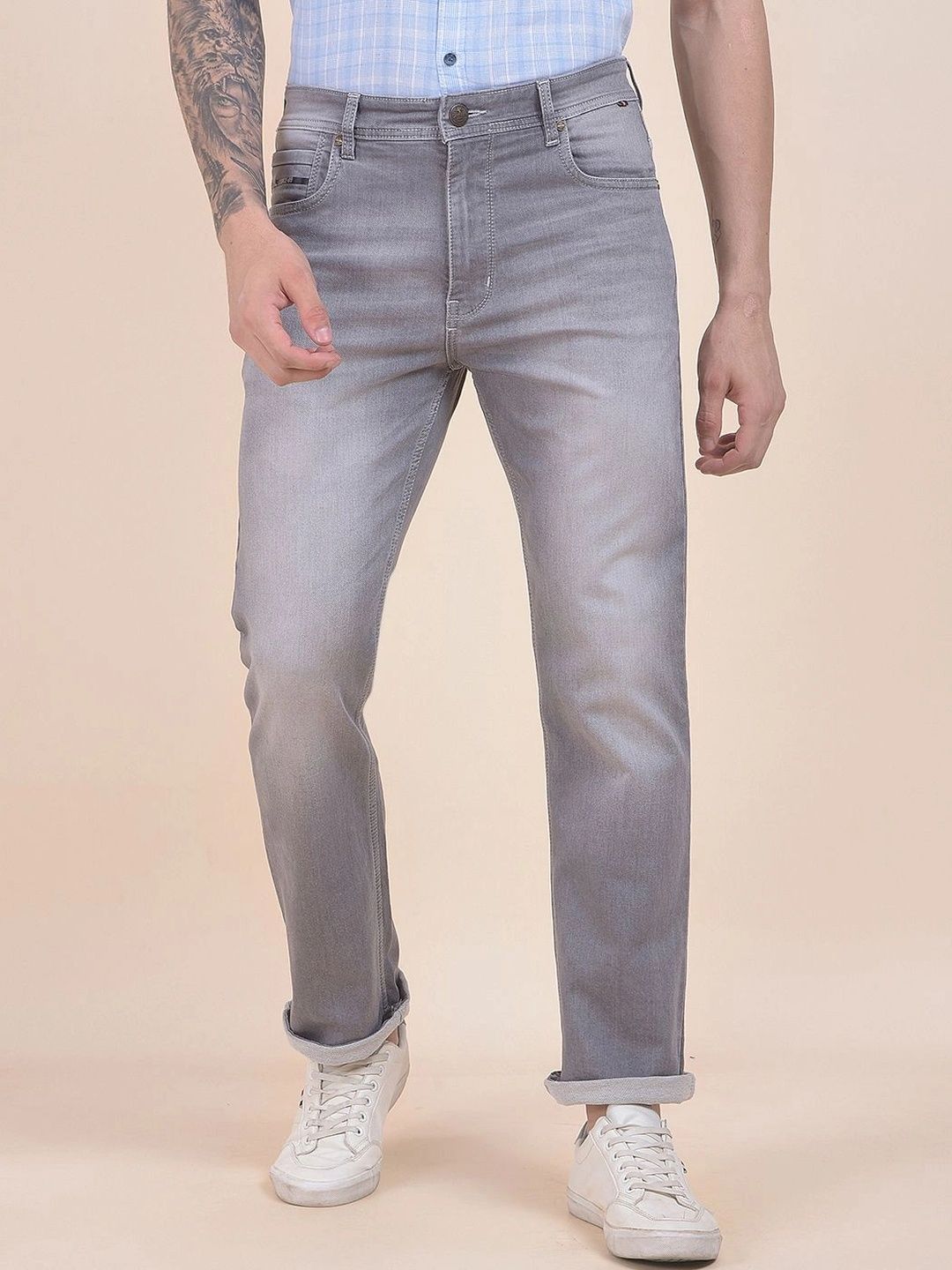 Cantabil Men Straight Fit Mid-Rise Stretchable Jeans-picture-26