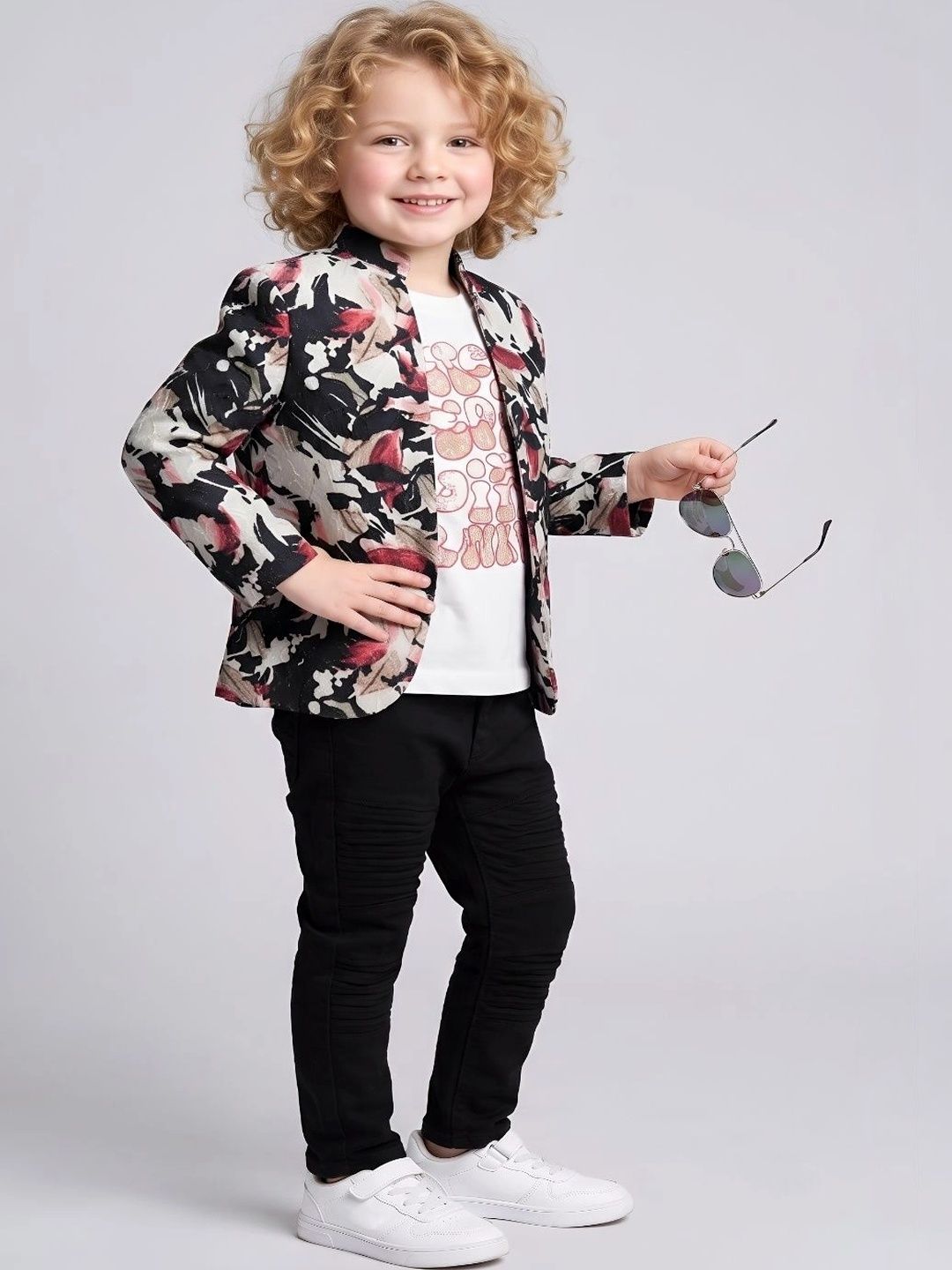 Axiom Kids Wear Boys Printed T-Shirt & Trousers With Blazer-picture-28