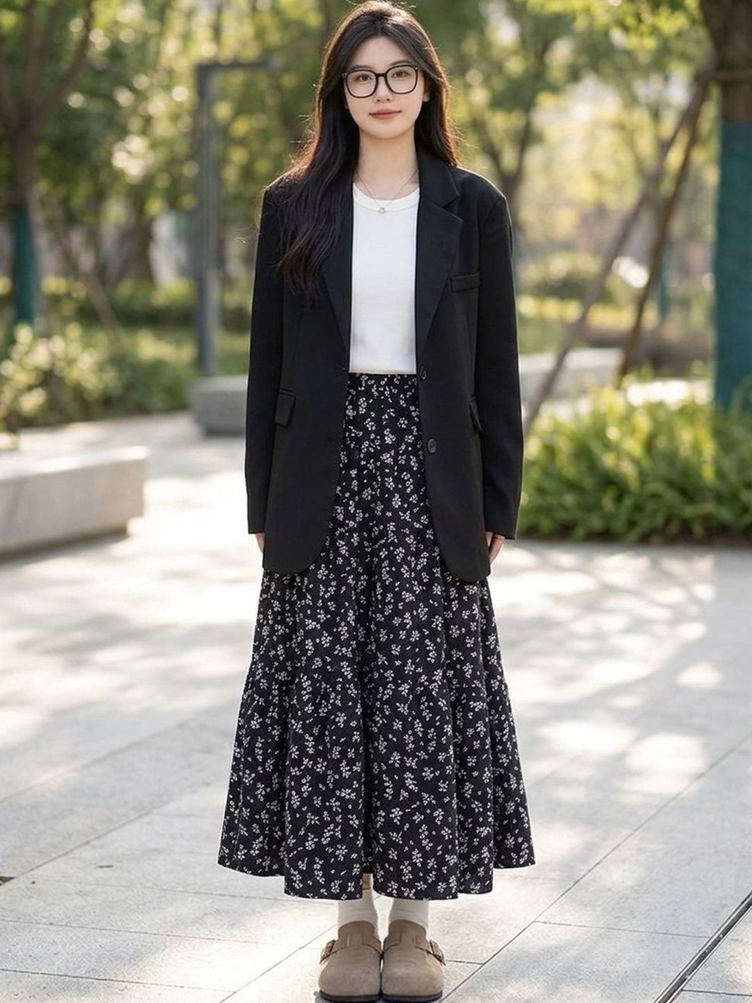 Suo Women Graphic Maxi Flared Skirt-picture-14