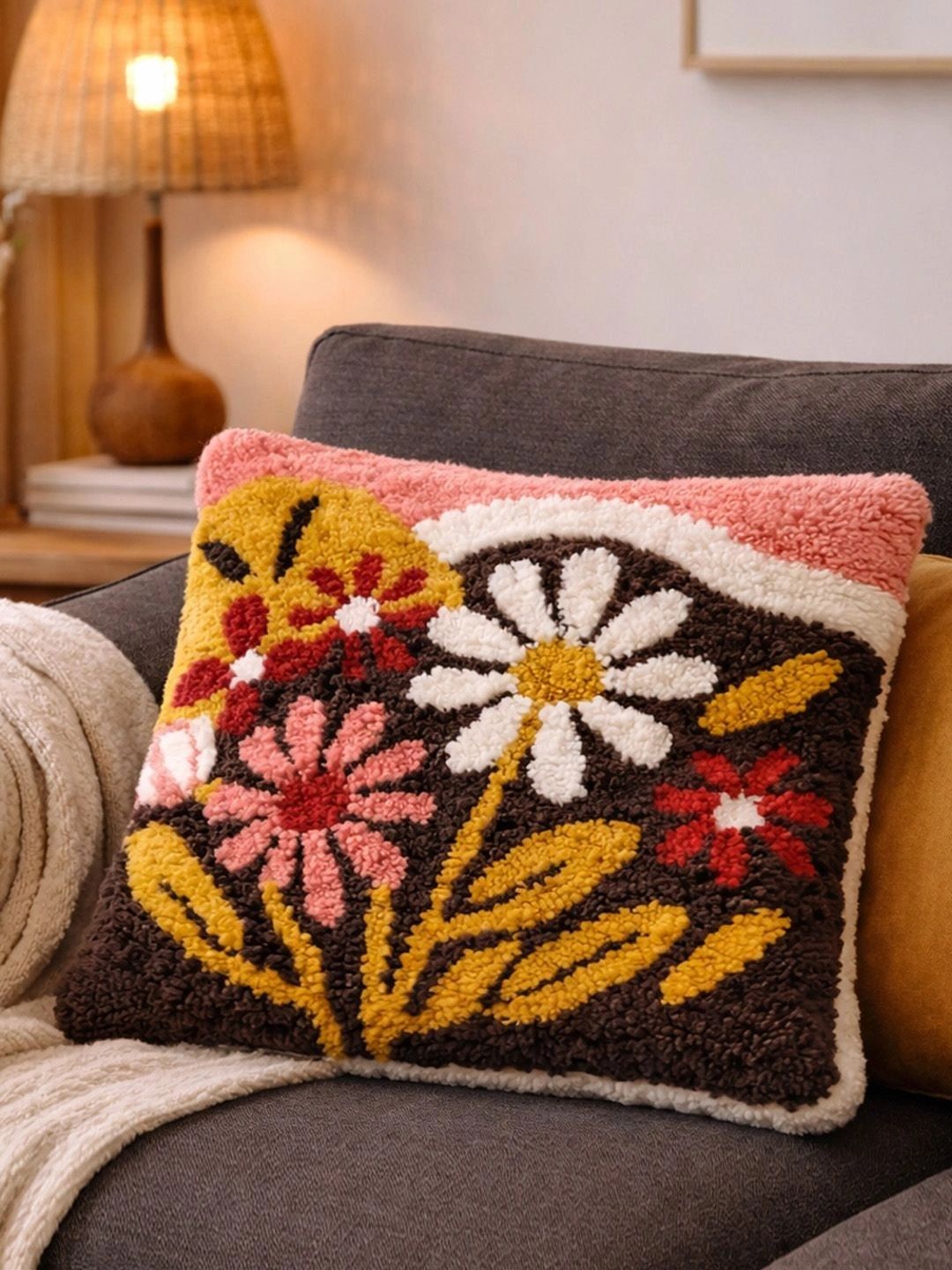 ANA Brown & Cream-Coloured Floral Square Cushion Covers-image-37