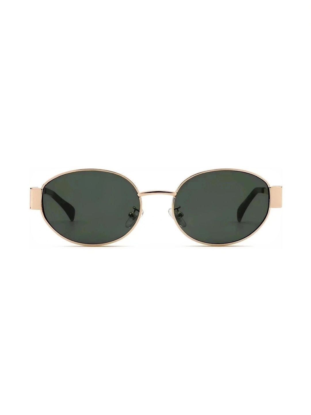EYELLUSION Women Black Lens & Gold-Toned Oval Sunglasses with-picture-17