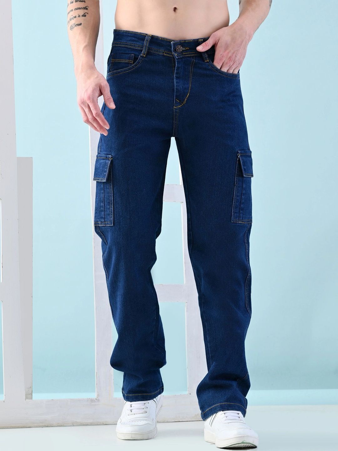 HERE&NOW Men Relaxed Fit Mid-Rise Cargos Trouser-picture-56