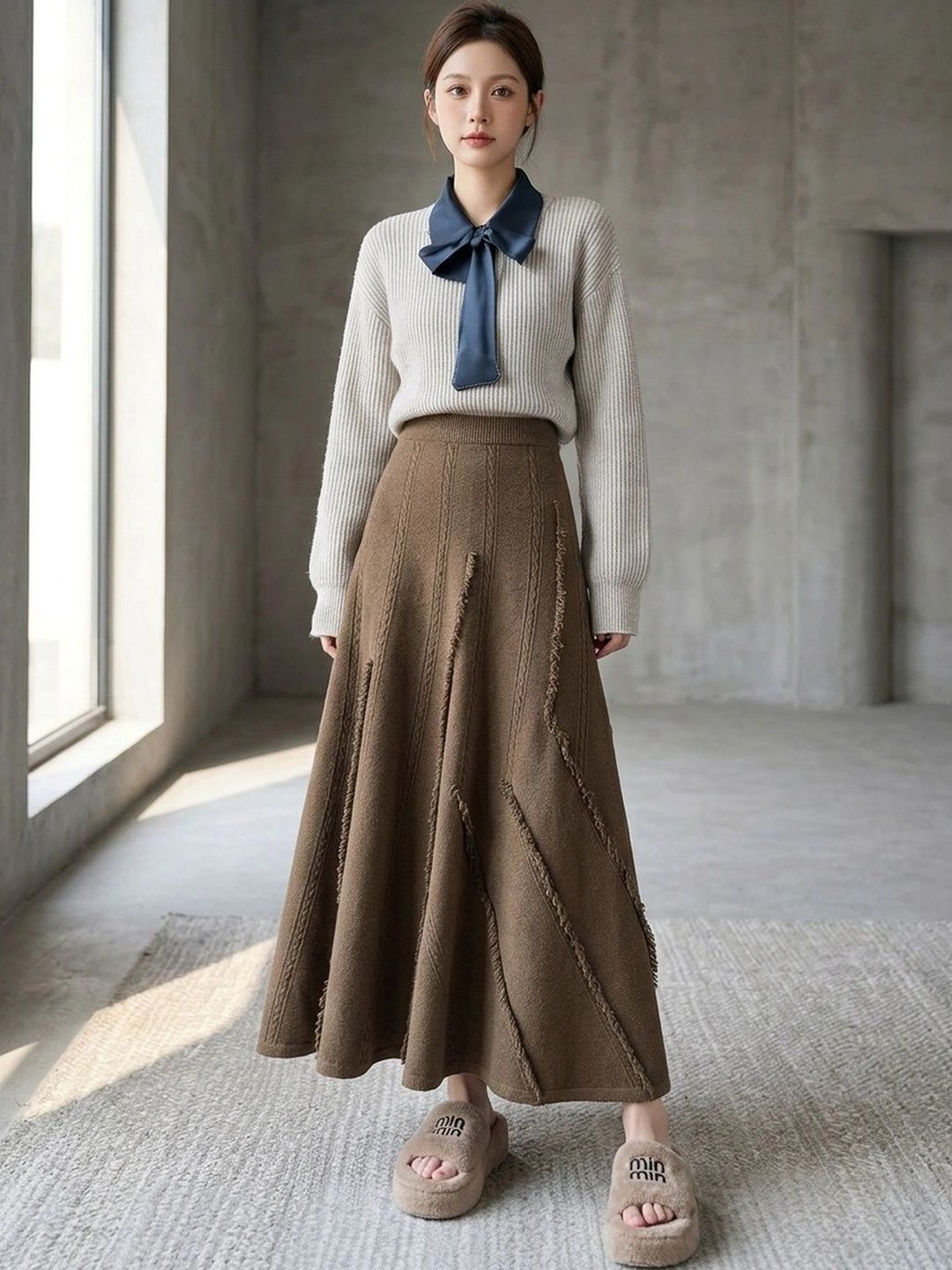Suo Women Knits Maxi A-Line Skirt-picture-21