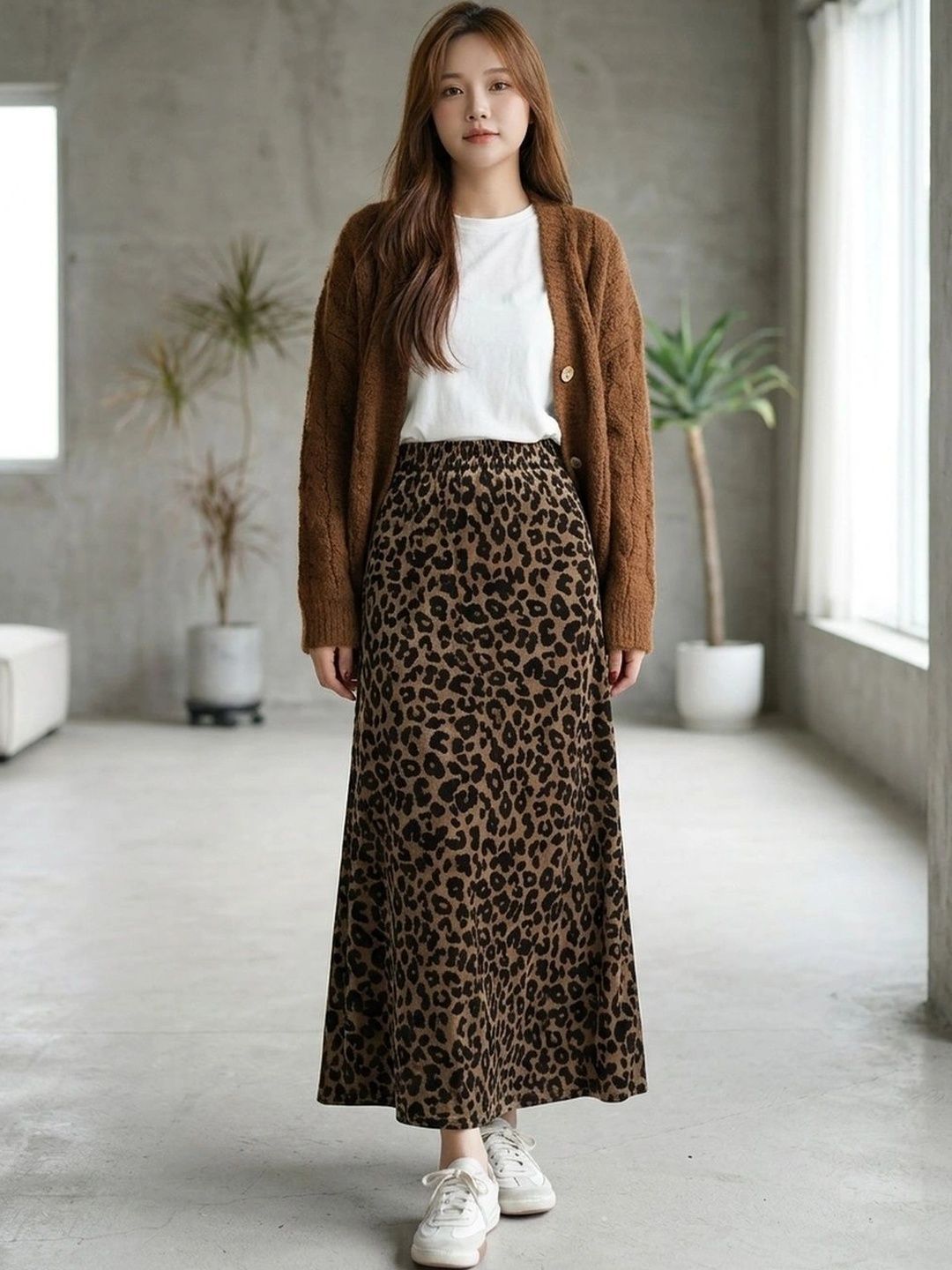 Suo Women Animal Animal or Skin Print Maxi A-Line Skirt-picture-43