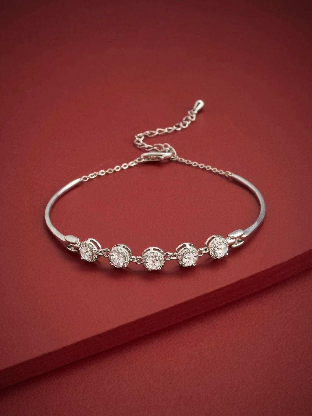 Kushal's Fashion Jewellery Women Cubic Zirconia Silver-Plated Bangle-Style Bracelet-picture-25
