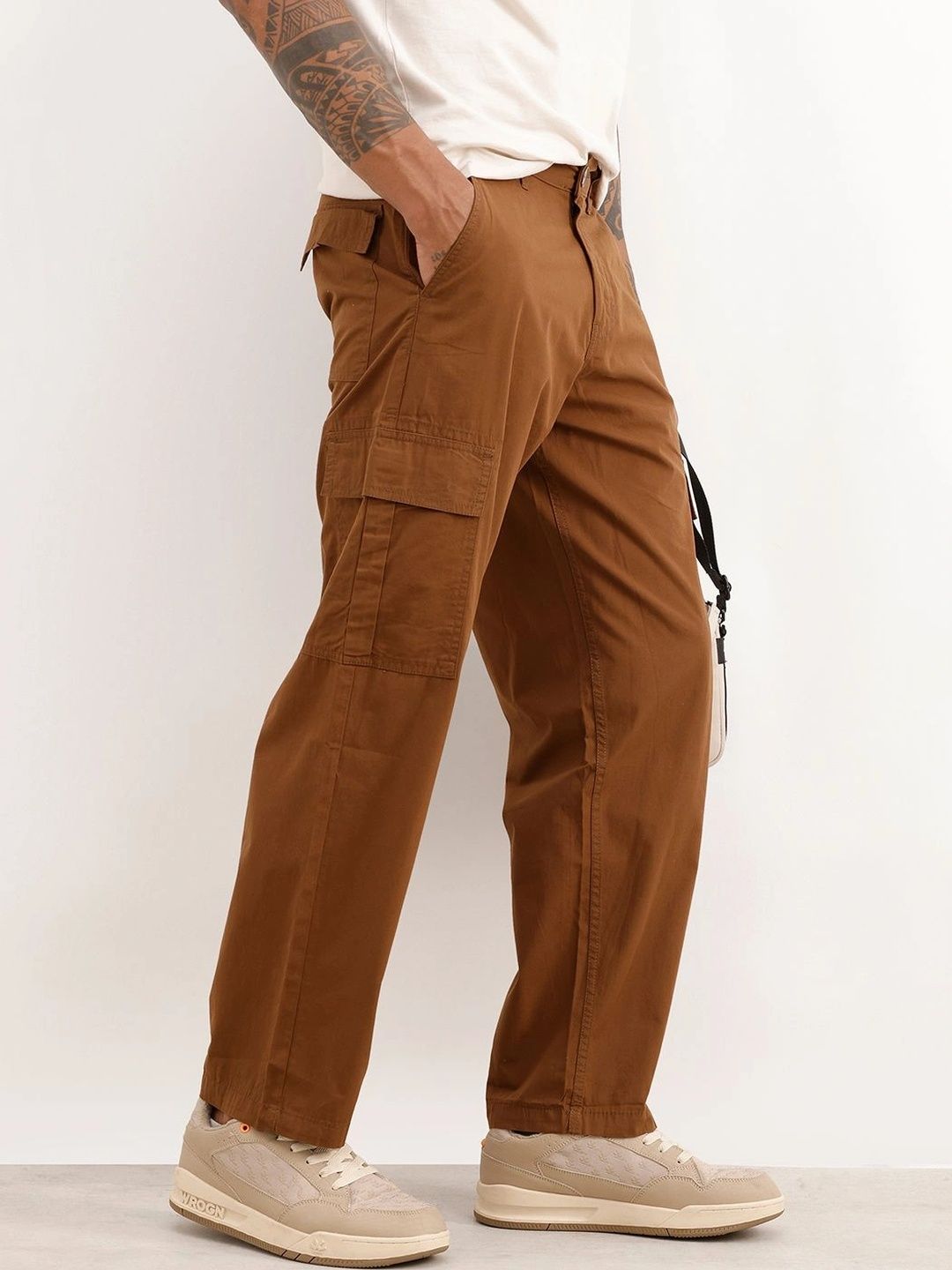 WROGN Men Loose Fit Easy Wash Cargos Trousers-picture-24