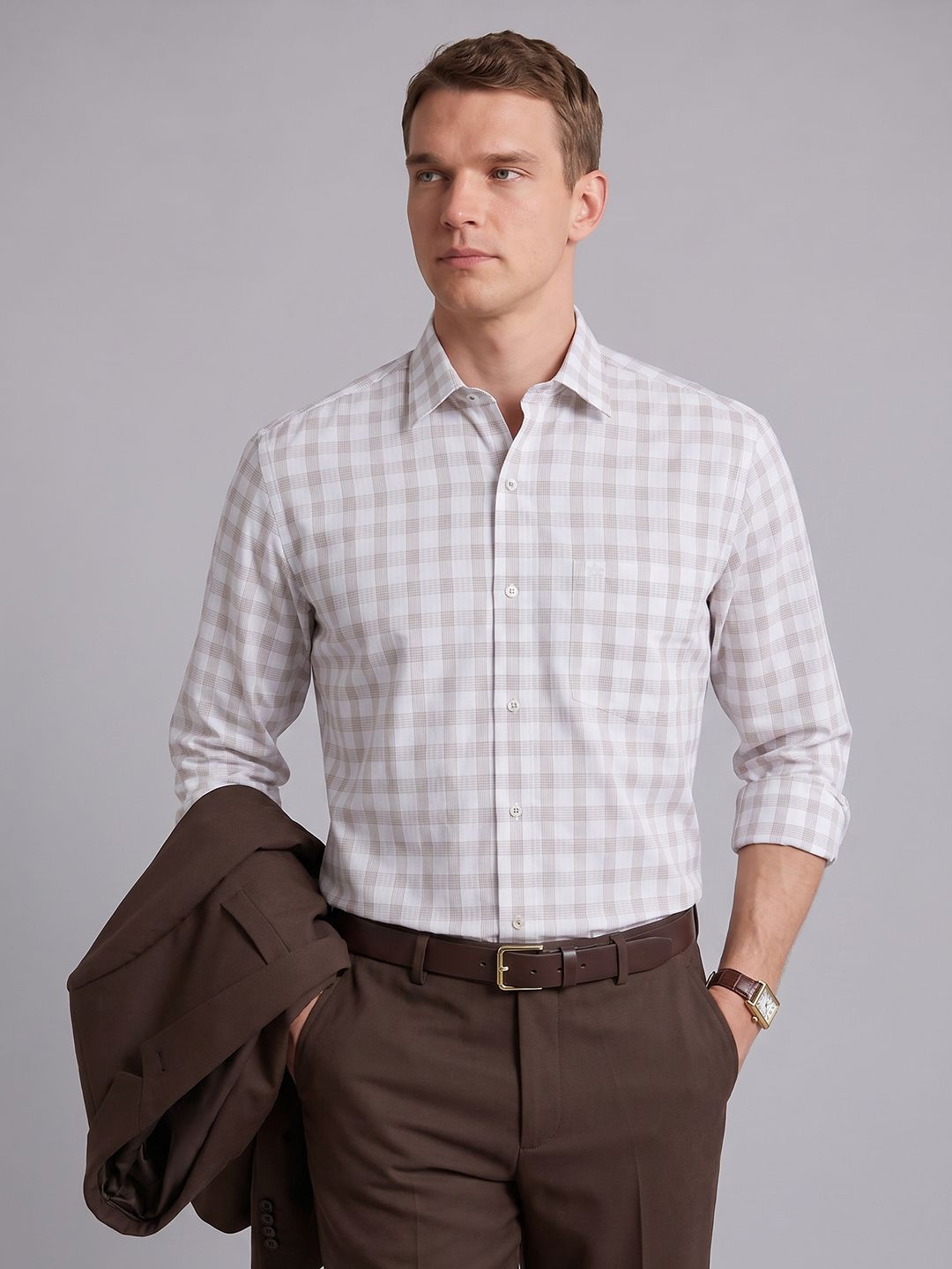 Arrow Slim Fit Checked Formal Shirt-picture-25