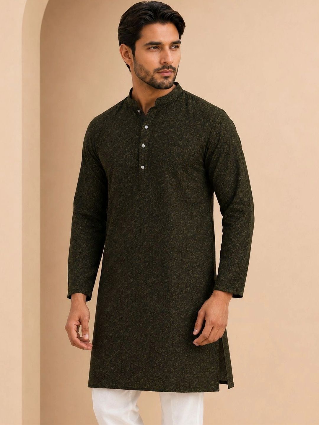 House of Pataudi Men Ethnic Motifs Printed Regular Kurta with Trousers-picture-18