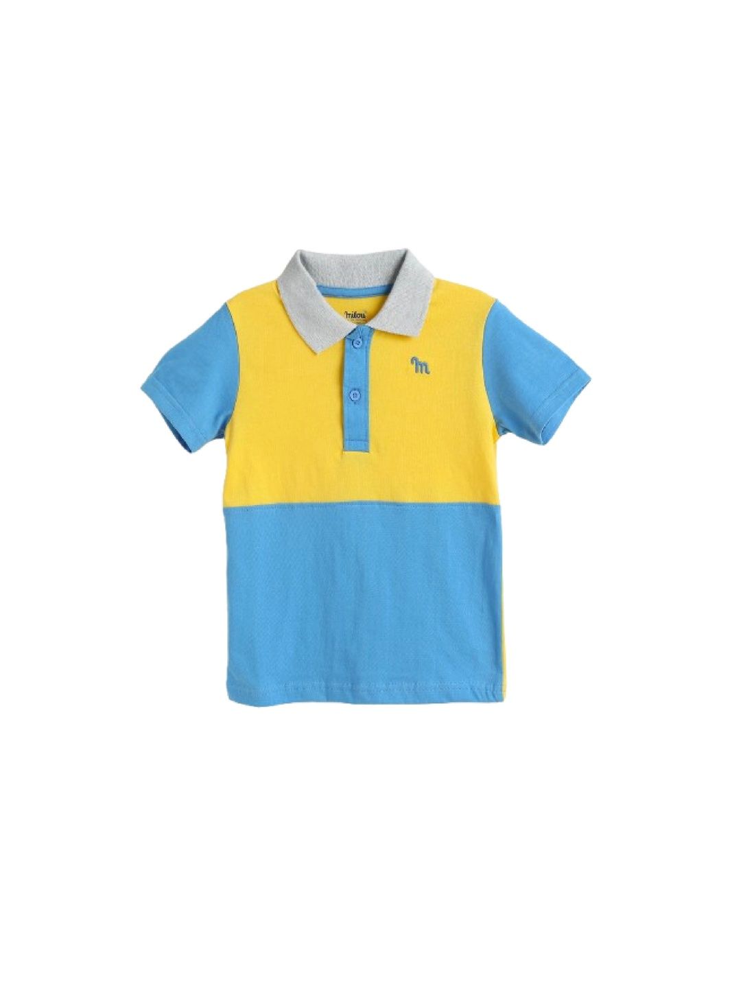 Milou International Private Limited Boys Brand Logo Colourblocked Polo Collar T-shirt-picture-27