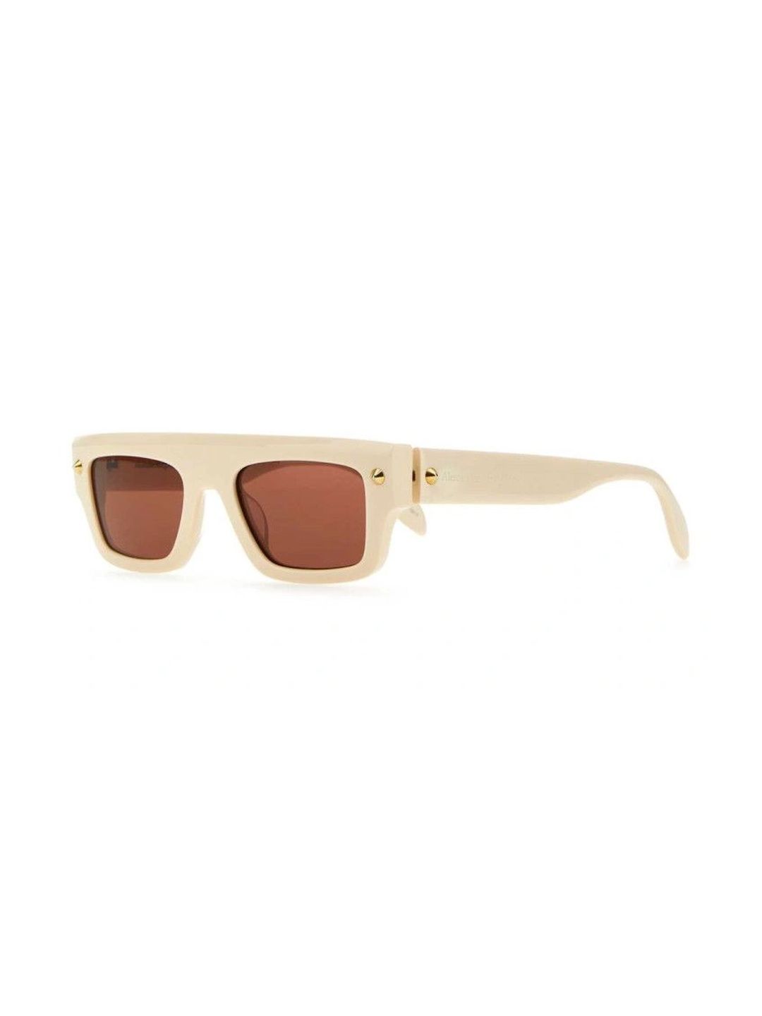 Alexander McQueen Women Brown Lens & White Rectangle Sunglasses with-image-44