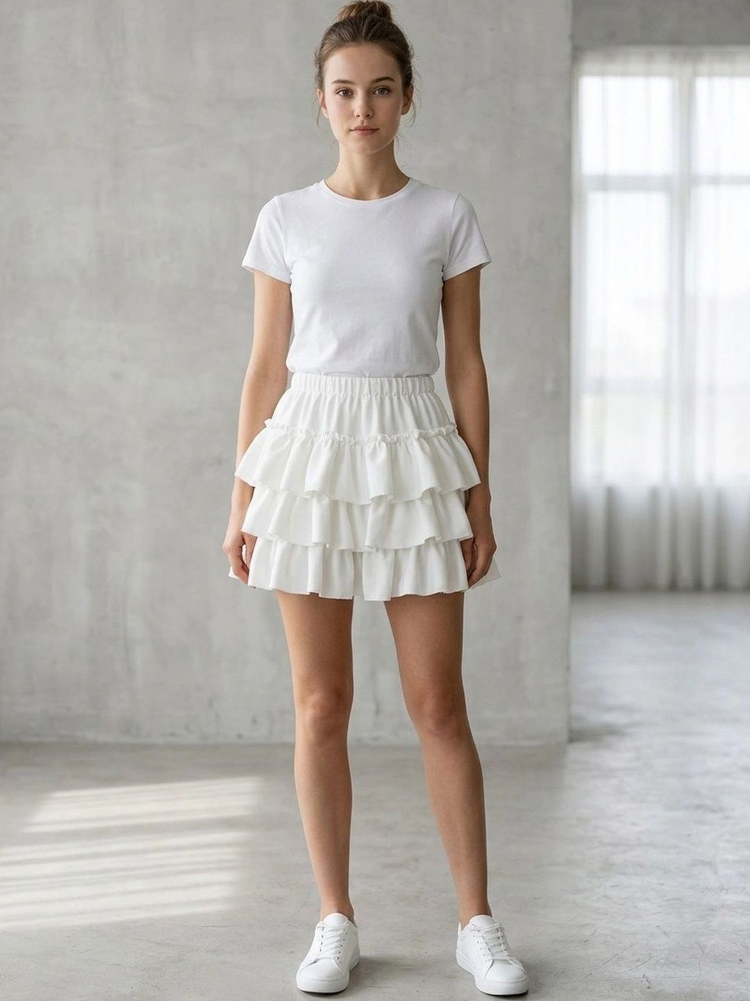 Suo Women Frills Bows and Ruffles Mini Flared Skirt-picture-11
