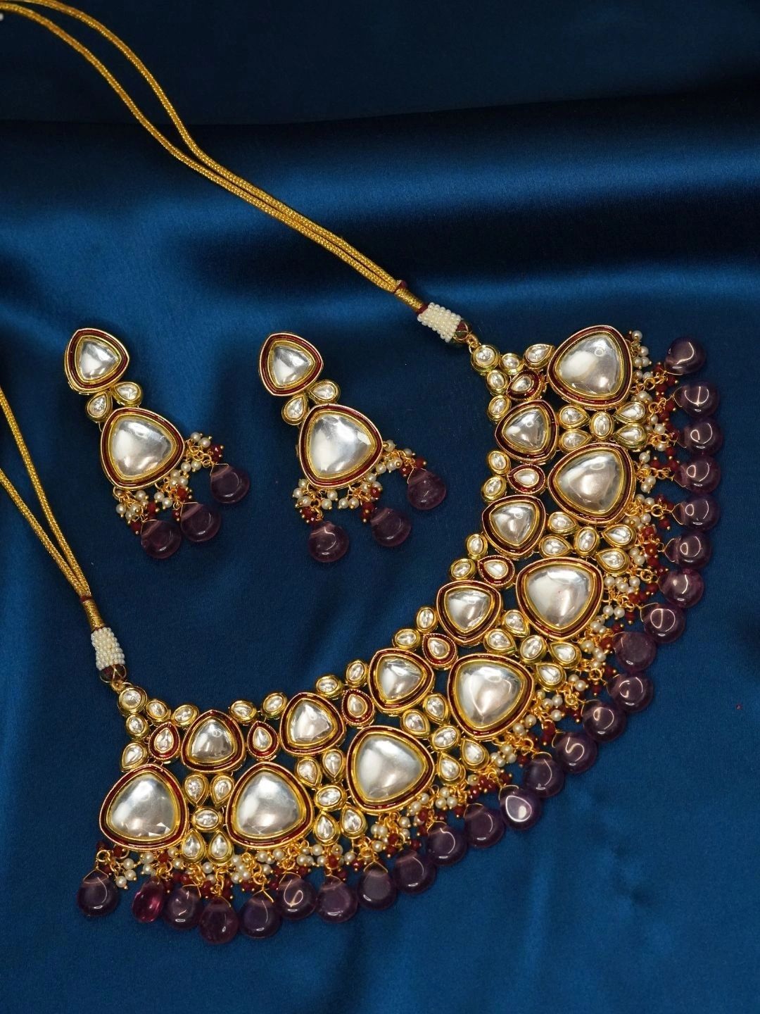 Memsahib Jadau Kundan Necklace and Earrings-picture-44