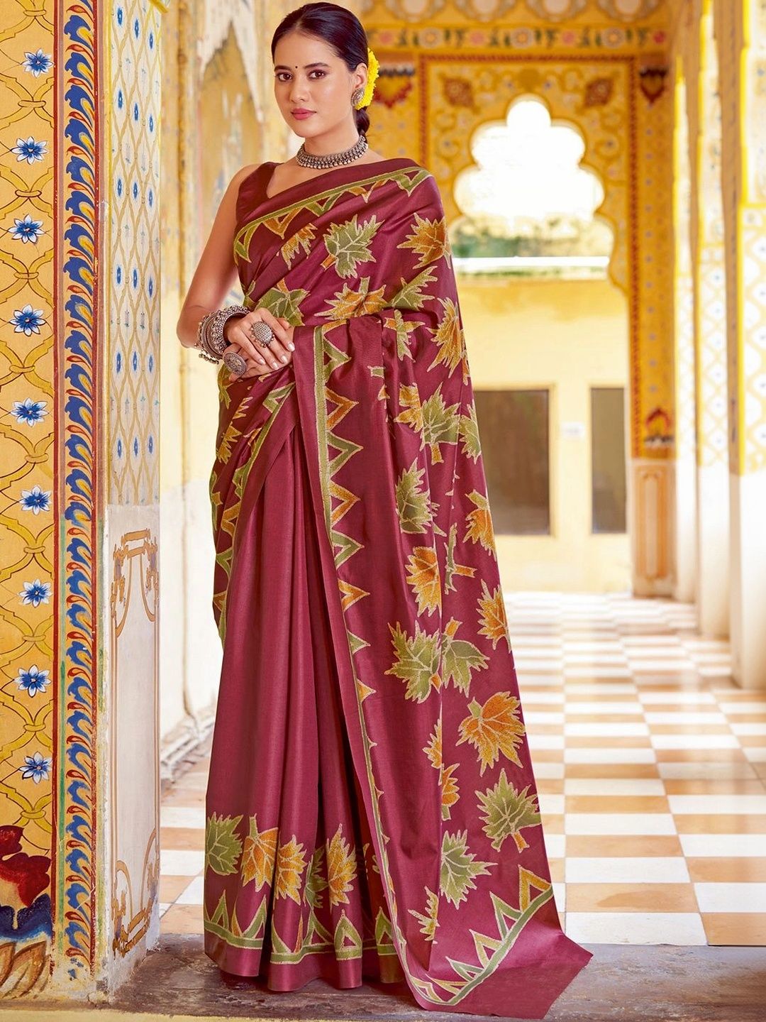 Mitera Floral Silk Blend Designer Banarasi Saree-picture-46
