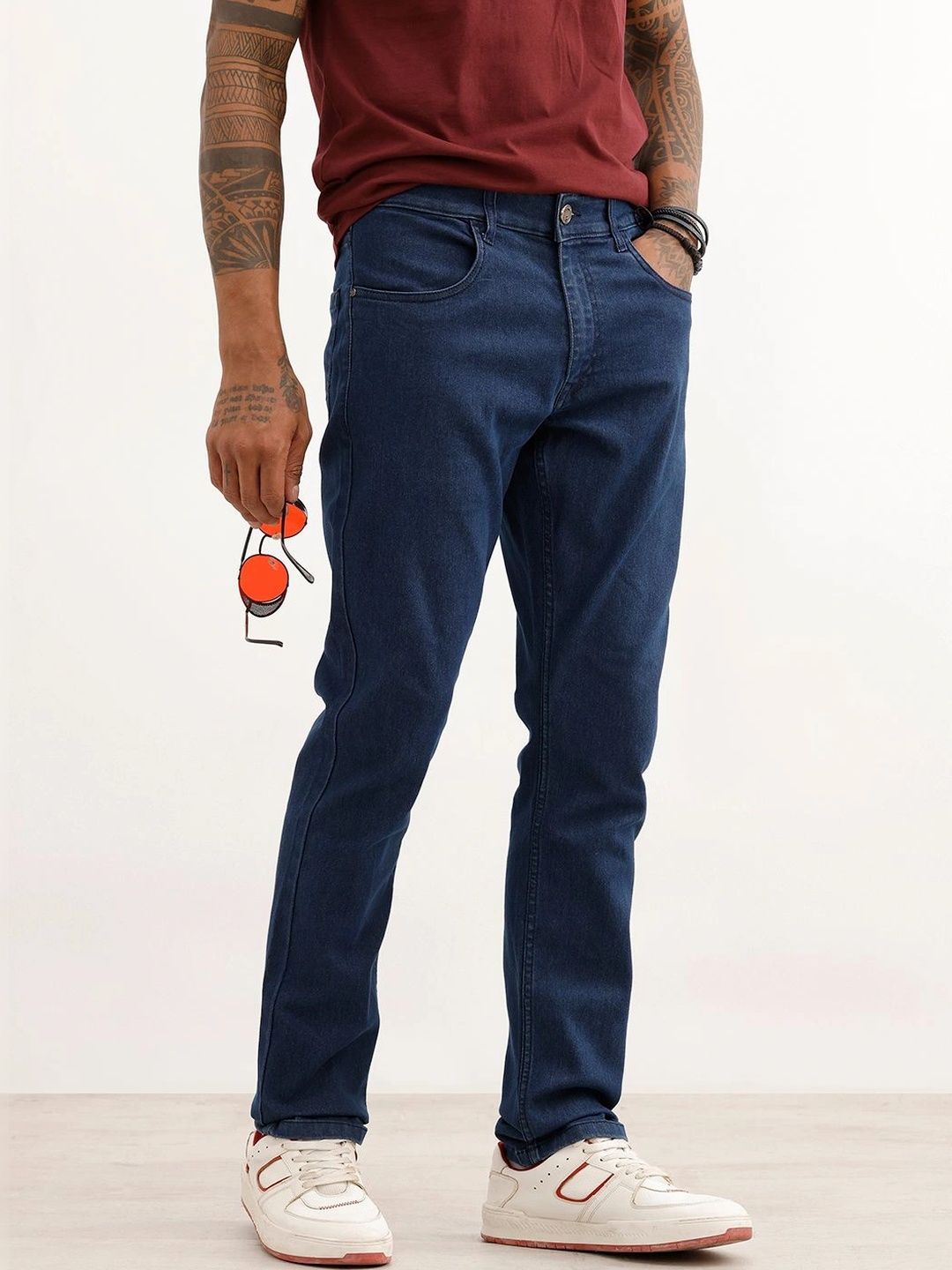 WROGN Men Slim Fit Mid-Rise Stretchable Jeans-picture-10