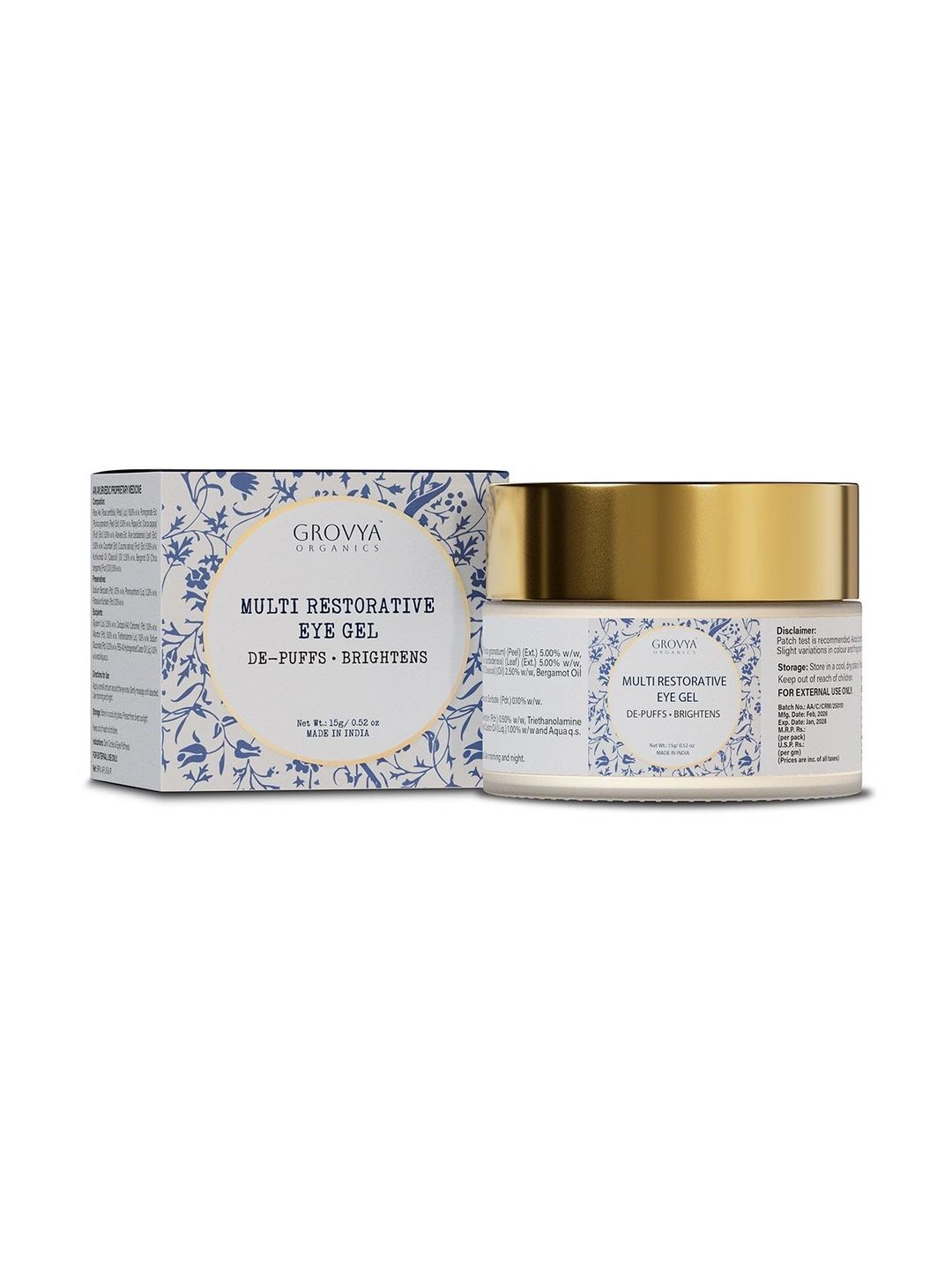 GROVYA ORGANICS Multi Restorative Eye Gel For Dark Circles - 15 g-picture-29