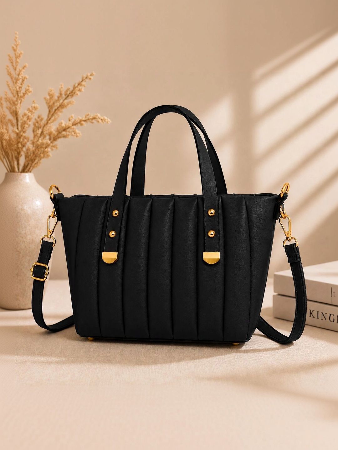 TURBOMAX Textured PU Structured Handheld Bag with Quilted-picture-36