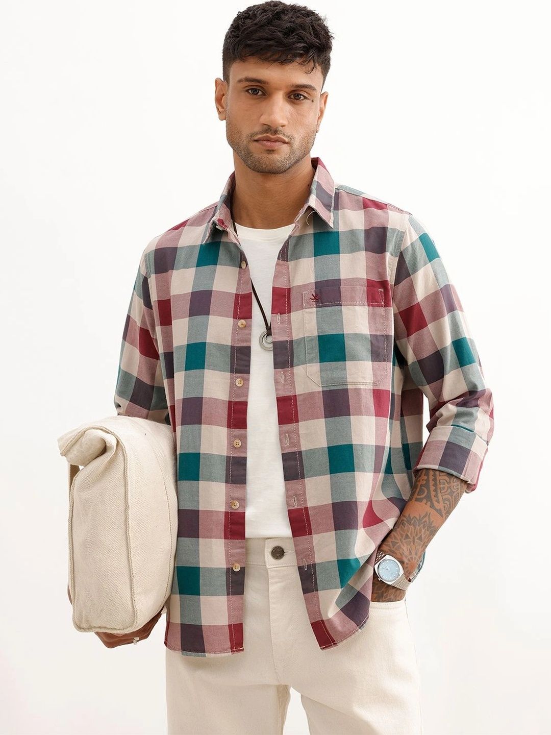 WROGN Men Slim Fit Checked Casual Shirt-picture-21