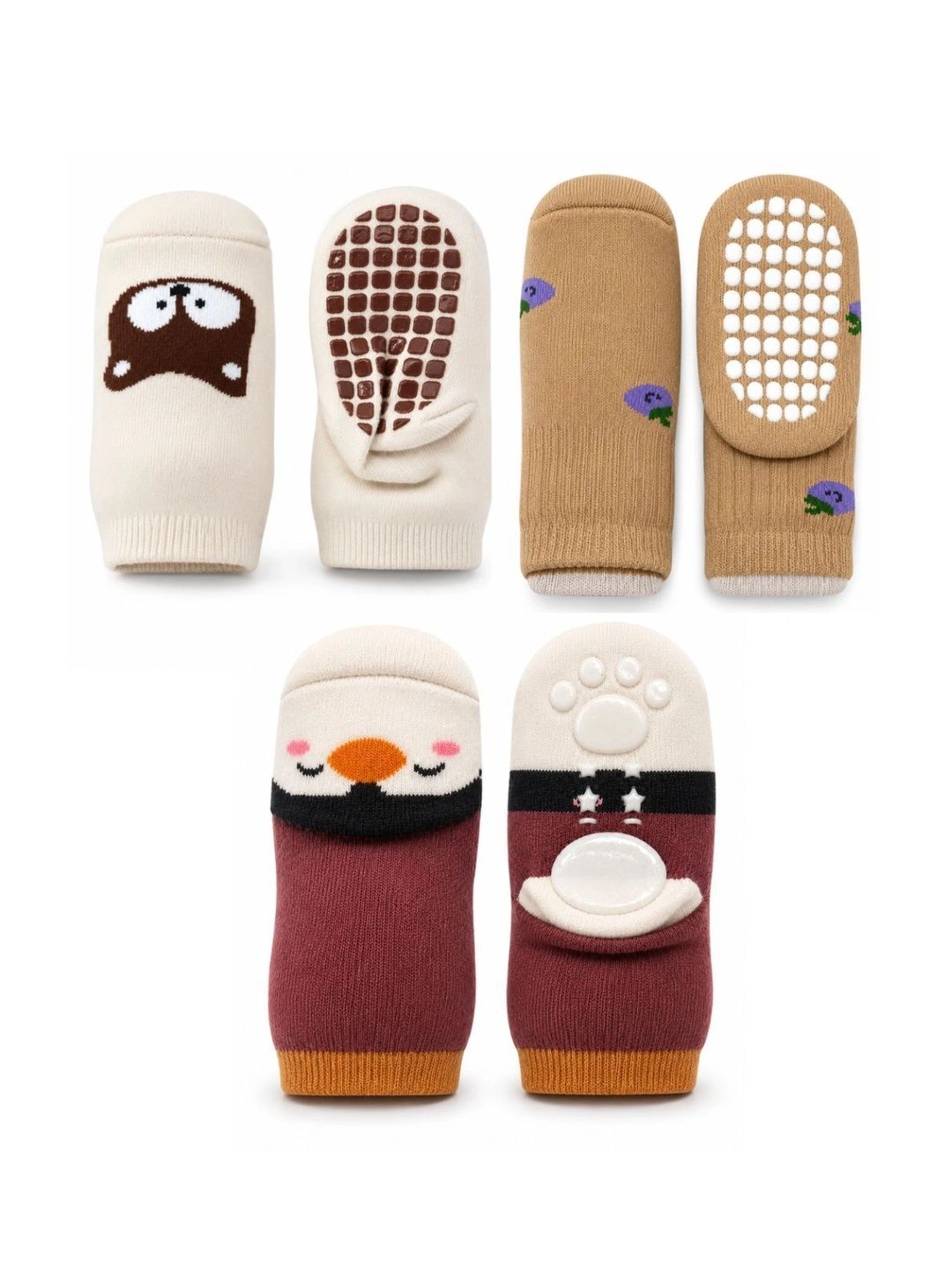 Nihvi Unisex Kids Pack of 3 Cotton Assorted Patterned Ankle Length Socks-picture-26