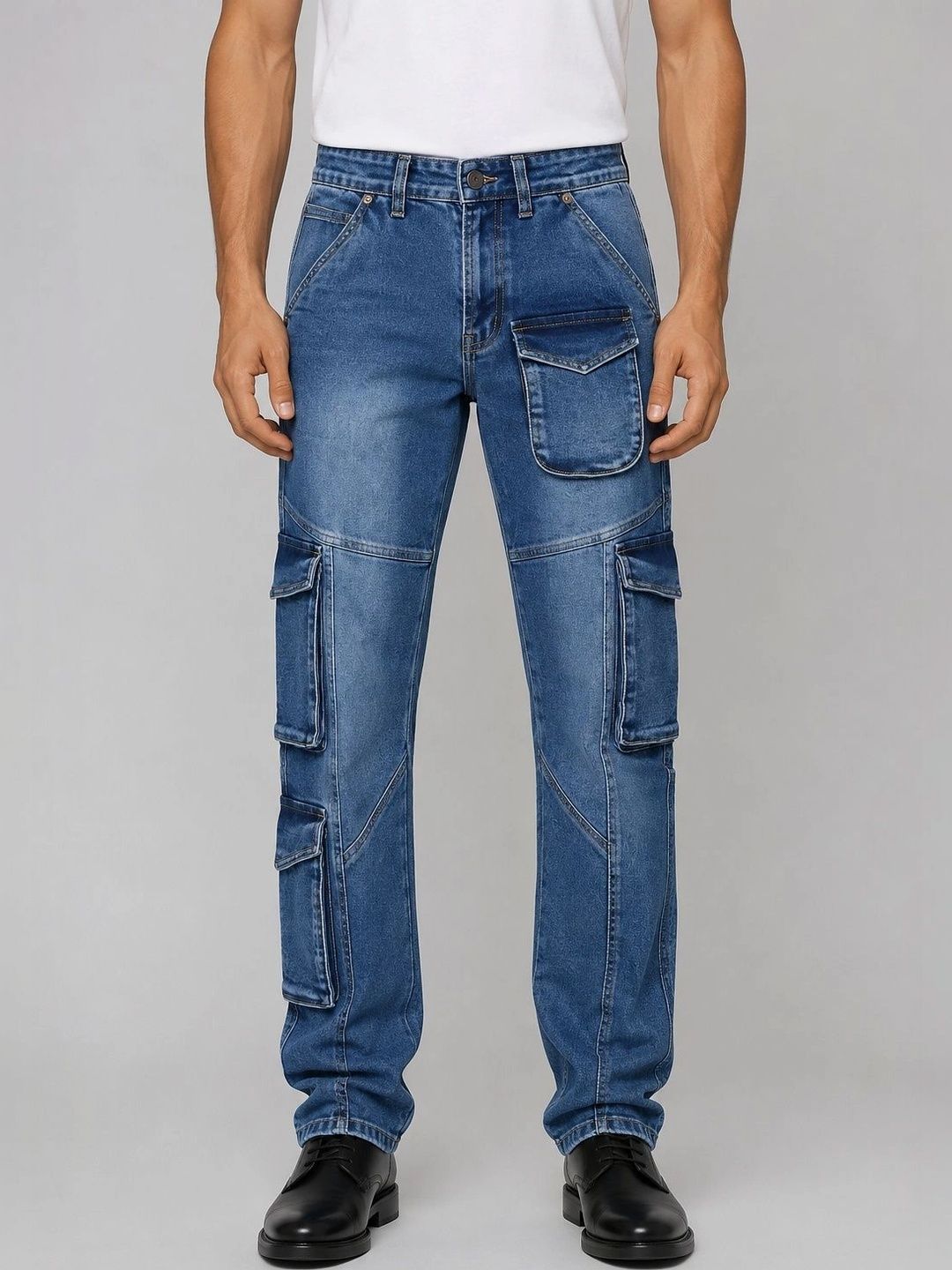 NOWI Men Regular Fit Mid-Rise Light Fade Jeans-picture-18