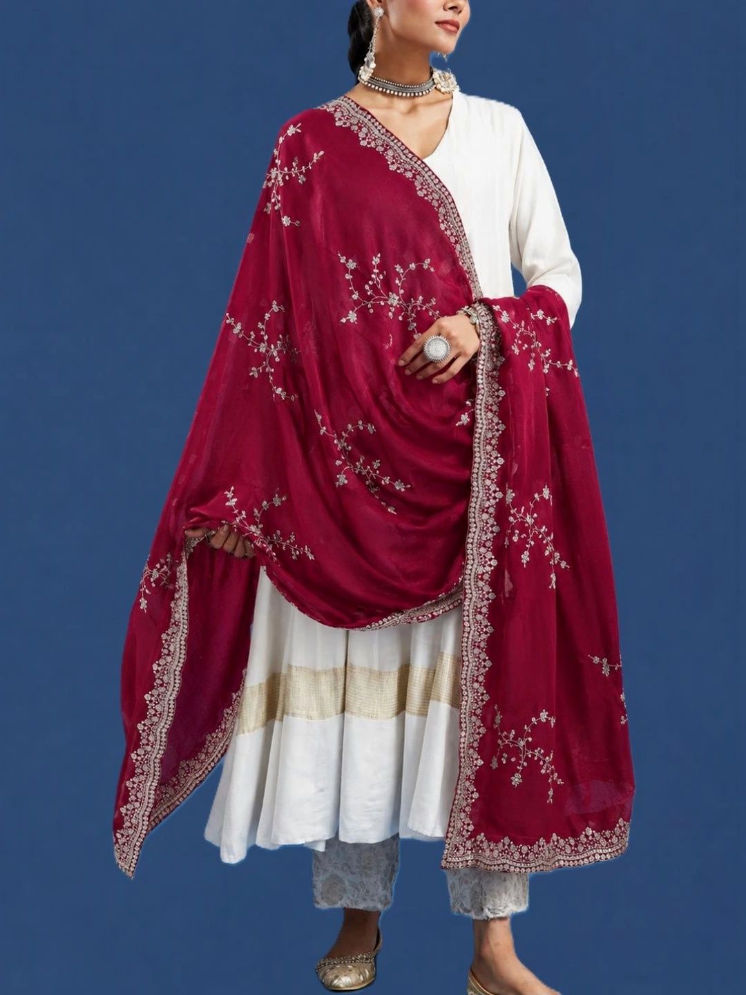 Drape Essence Embroidered Dupatta with Sequinned-picture-44