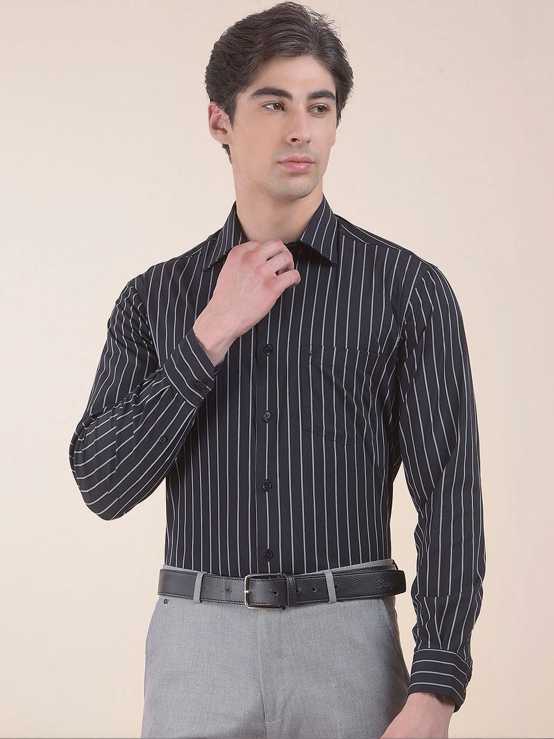 Cantabil Men Slim Fit Striped Formal Shirt-image-20