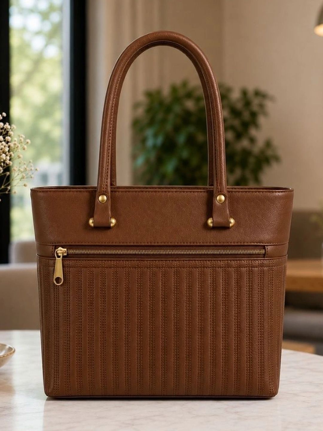 TURBOMAX Textured PU Structured Tote Bag-picture-39
