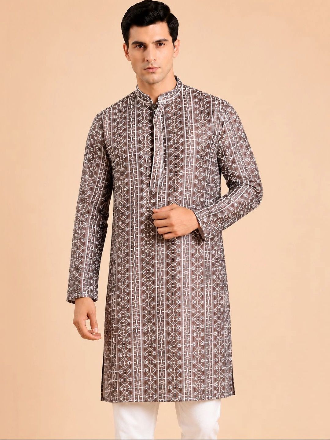 House of Pataudi Men Ethnic Motifs Printed Regular Kurta with Trousers-picture-42