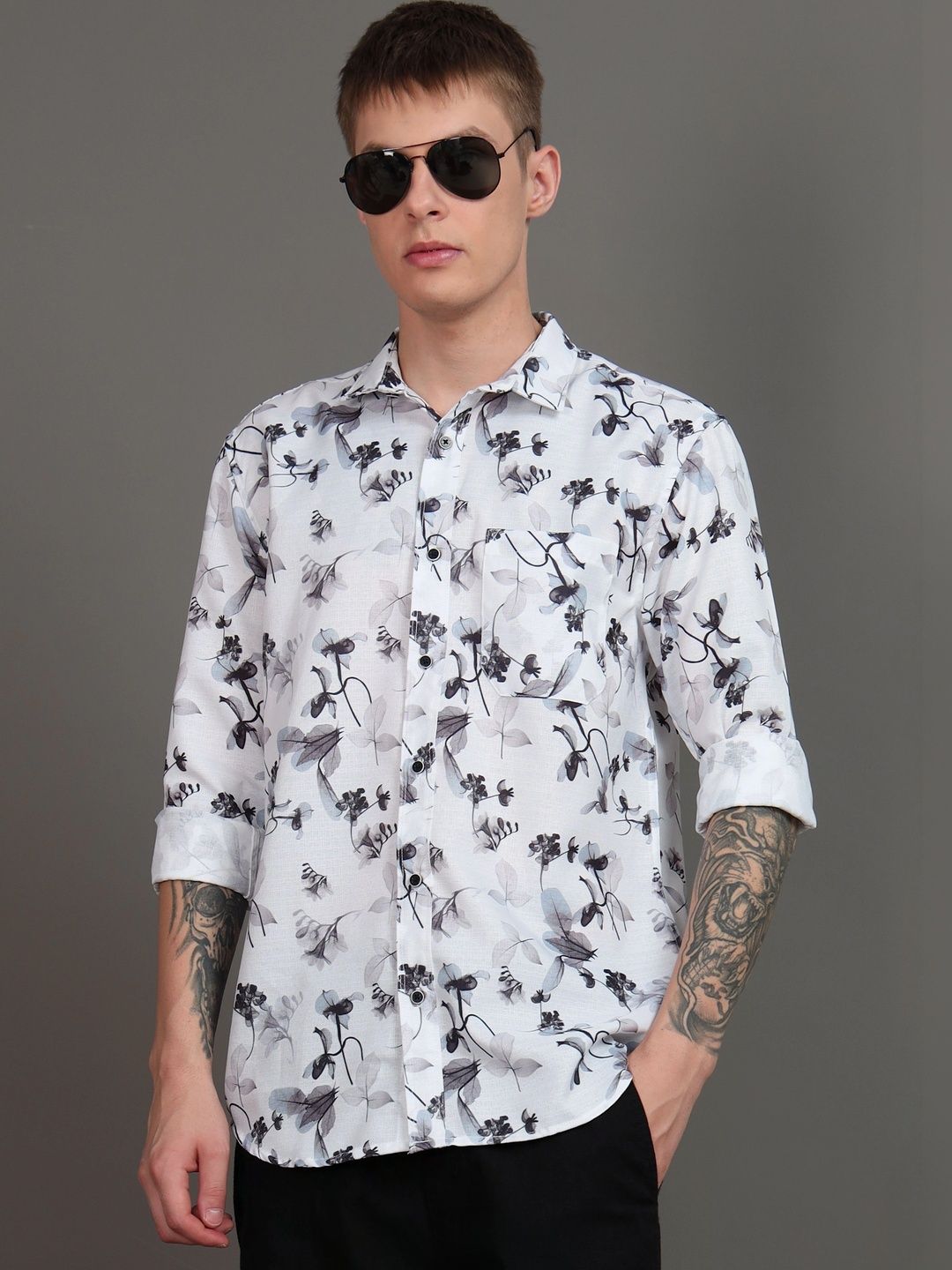 TOM MACKLER Men Classic Slim Fit Floral Printed Casual Shirt-picture-13