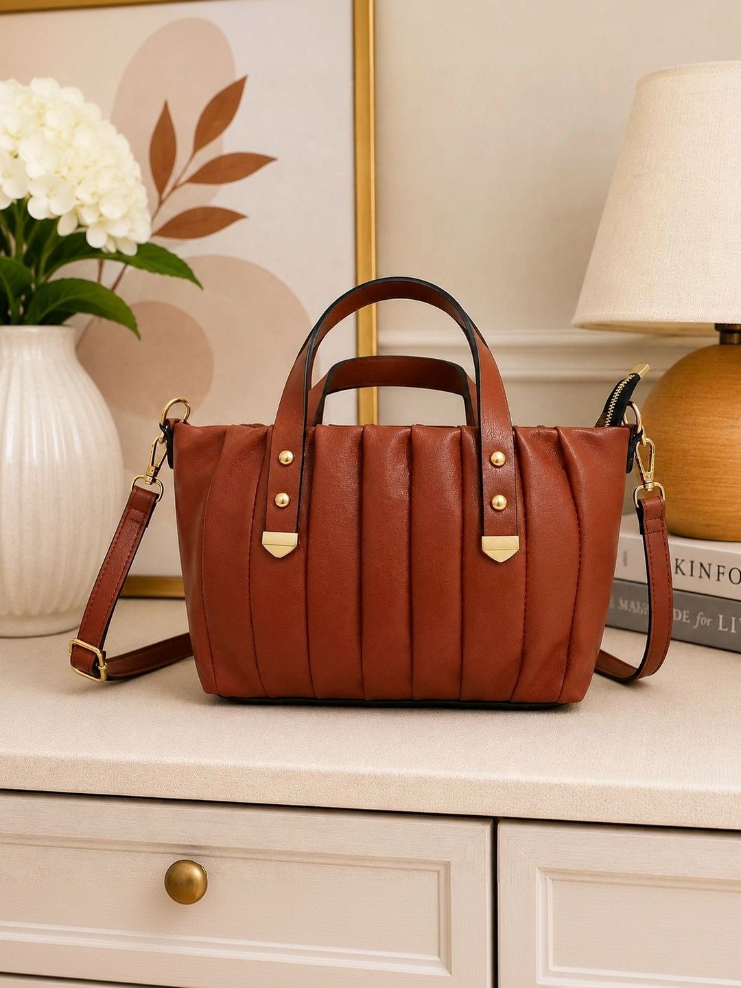 TURBOMAX Textured PU Handheld Bag with Quilted-picture-12