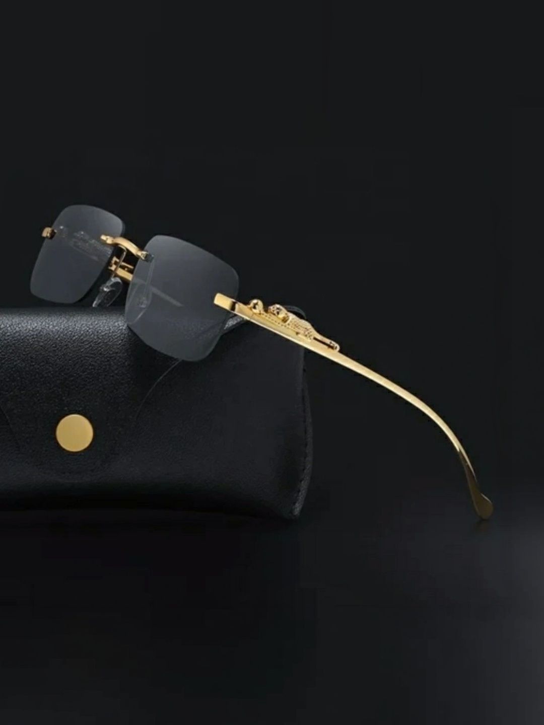 EYELLUSION Women Grey Lens & Gold-Toned Rectangle Sunglasses with-picture-28